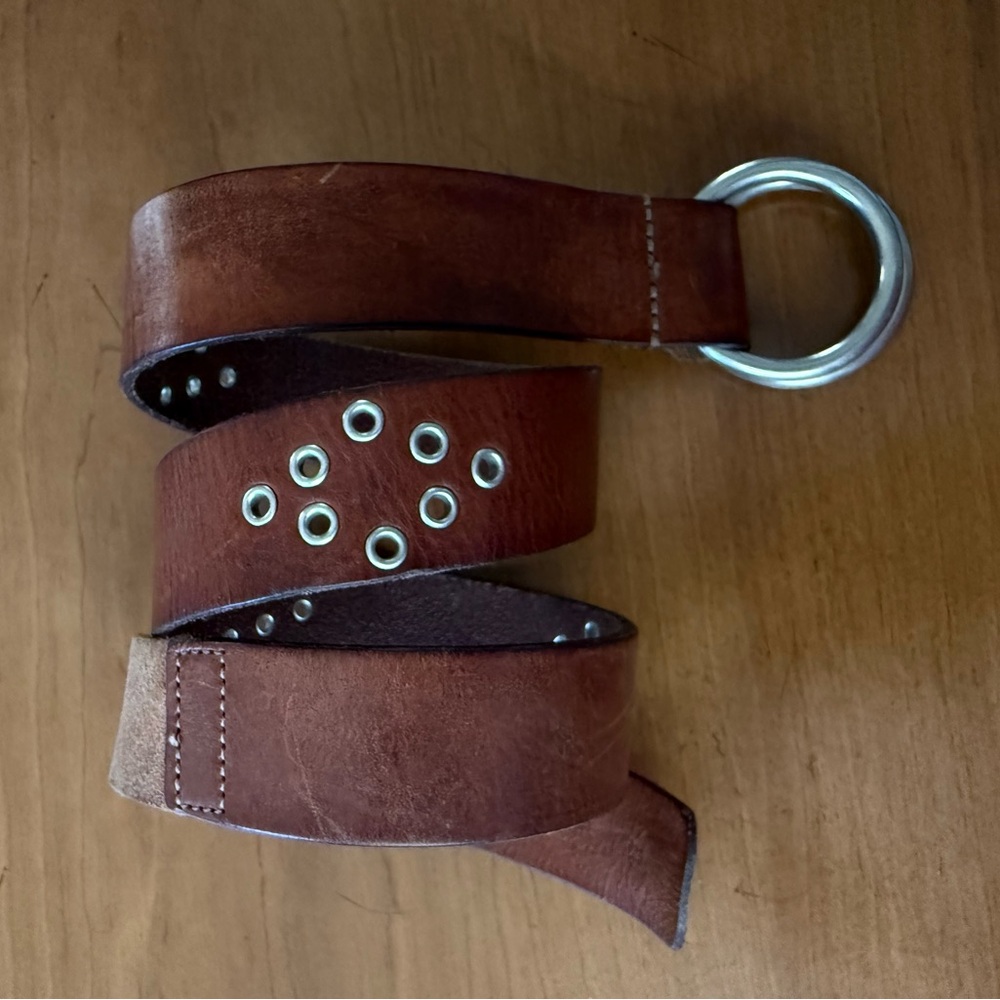 VTG Abercrombie & Fitch BROWN GENUINE LEATHER 1 3/8" Wd EYELET CASUAL BELT S - Picture 2 of 16